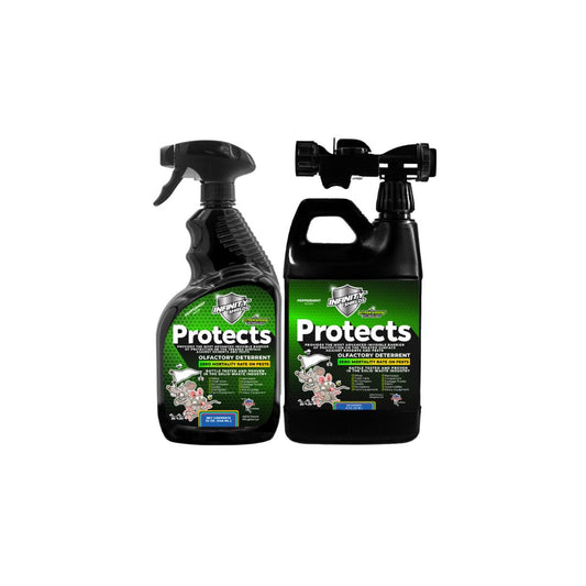 infinity Shields Protects Pro Pack | Rodent Deterrent | Hose Rinse & Spray | 65oz Hose Rinse | 32oz Trigger Spray | Peppermint | Twin Pack - Hyper Green