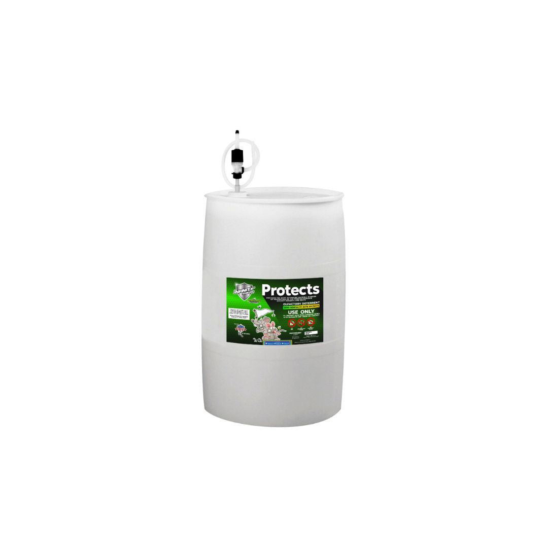 Infinity Shields Protects ® Rodent Deterrent Spray | Hyper Green | Long-Lasting 55 Gallon Drum RTU Peppermint - Hyper Green