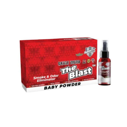 The Blast Smoke & Odor Eliminator | 6 Pack Sleeve | 1.67oz Mini Mist Bottles | Baby Powder