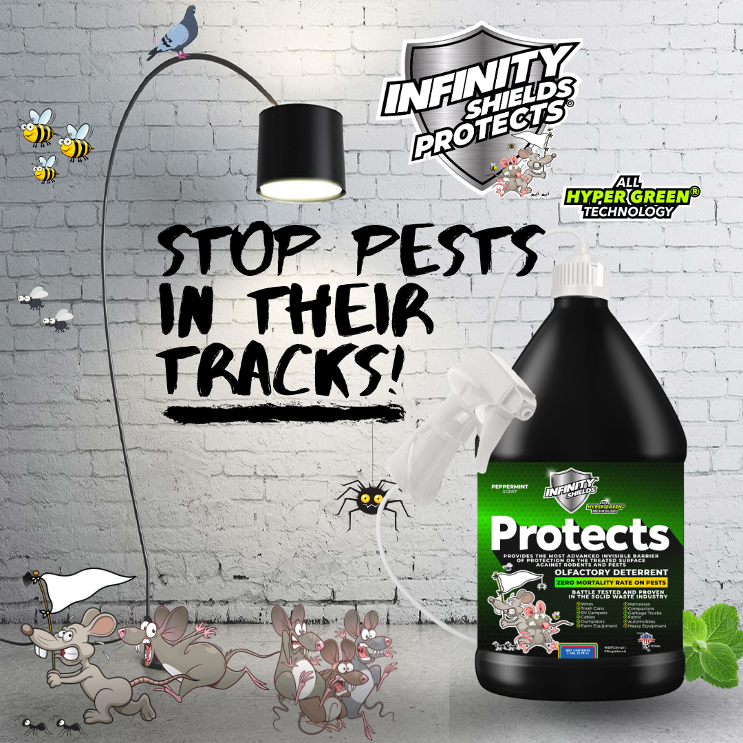 Infinity Shields Protects™ | Rodent Deterrent Spray |Hyper Green | Long-Lasting 128oz Jug | Peppermint | Single - Hyper Green