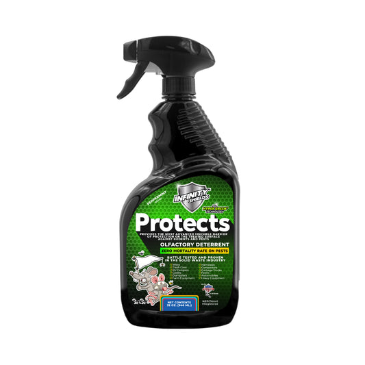 Infinity Shields Protects™ | Rodent Deterrent Spray | Hyper Green | Long-Lasting 32oz Peppermint | Single