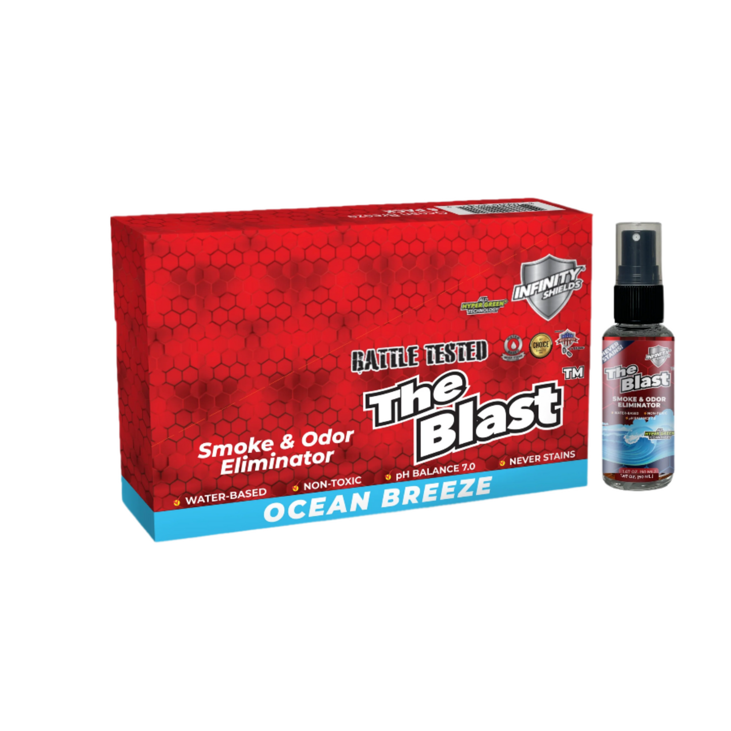 The Blast™ Smoke & Odor Eliminator | 6 Pack Sleve | 1.67oz Mini Mist Sprayers Ocean Breeze