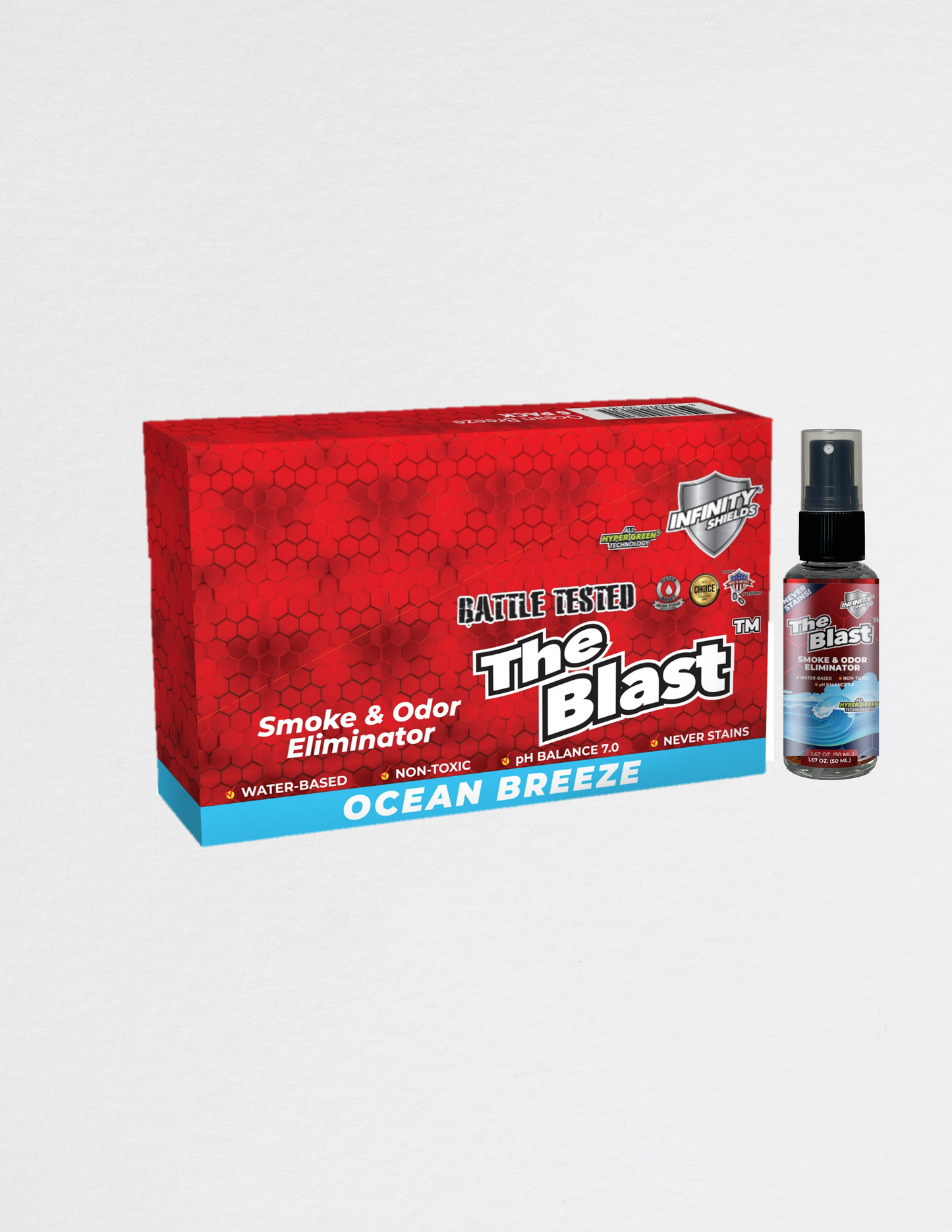 The Blast™ Smoke & Odor Eliminator | 6 Pack Sleve | 1.67oz Mini Mist Sprayers Ocean Breeze