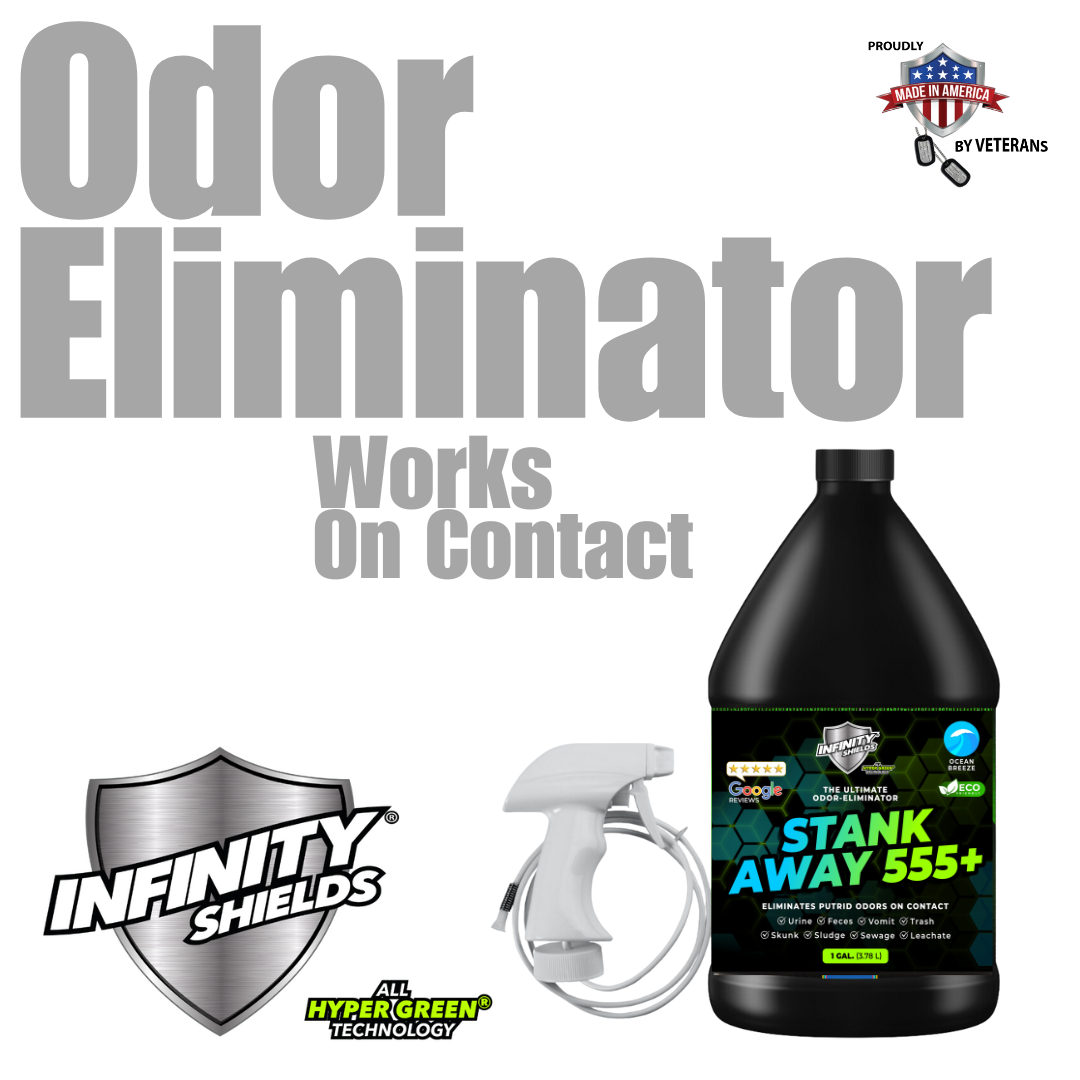 Infinity Shields Stank Away | 555Plus Hyper Green® Odor Eliminator | 128 oz Jug Remote Sprayer