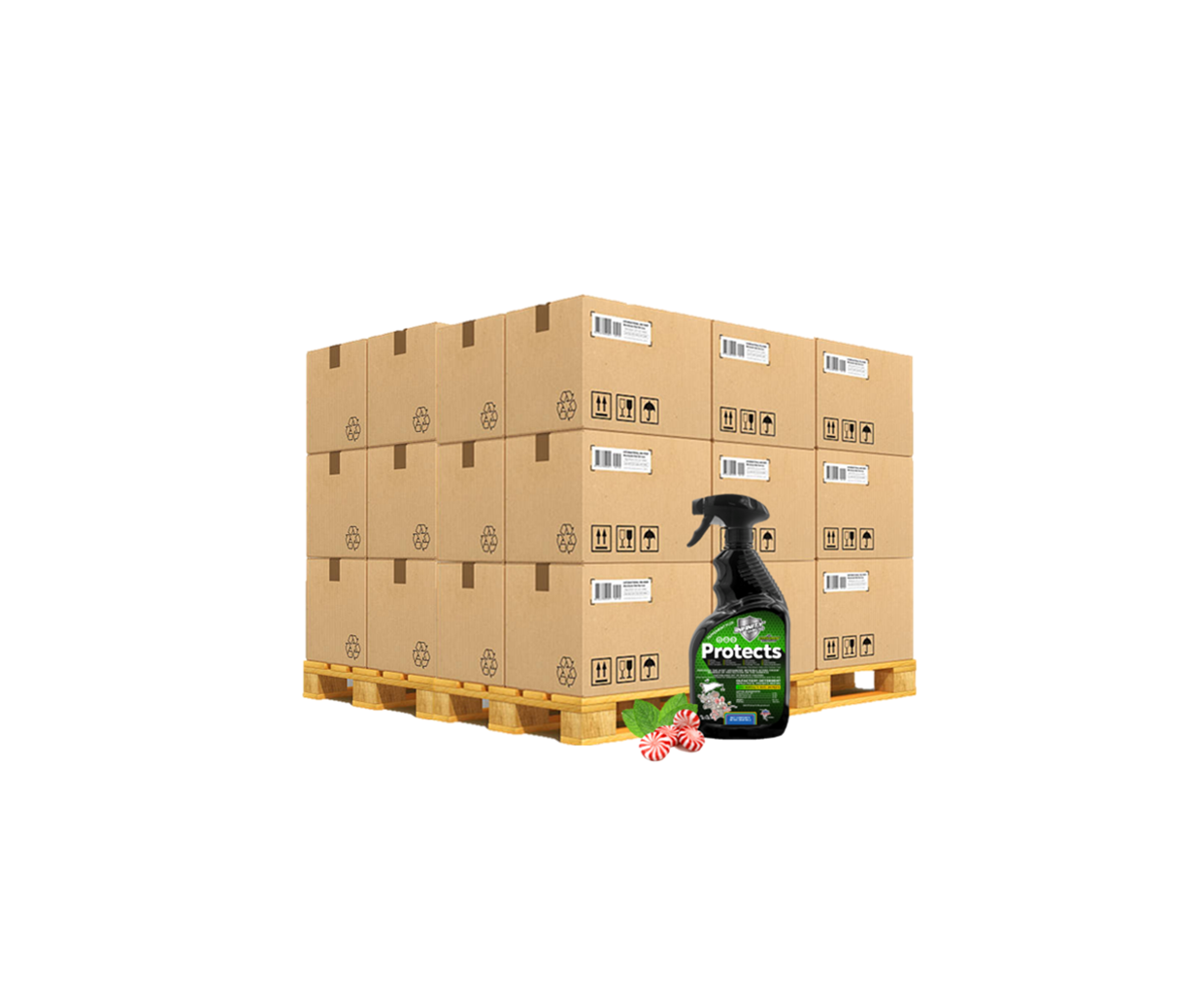 Infinity Shields Protects™ | Rodent Deterrent Spray | Hyper Green | Long-Lasting 32oz Peppermint | Pallet 45 Cases 12 per Case 540 Bottles - Hyper Green