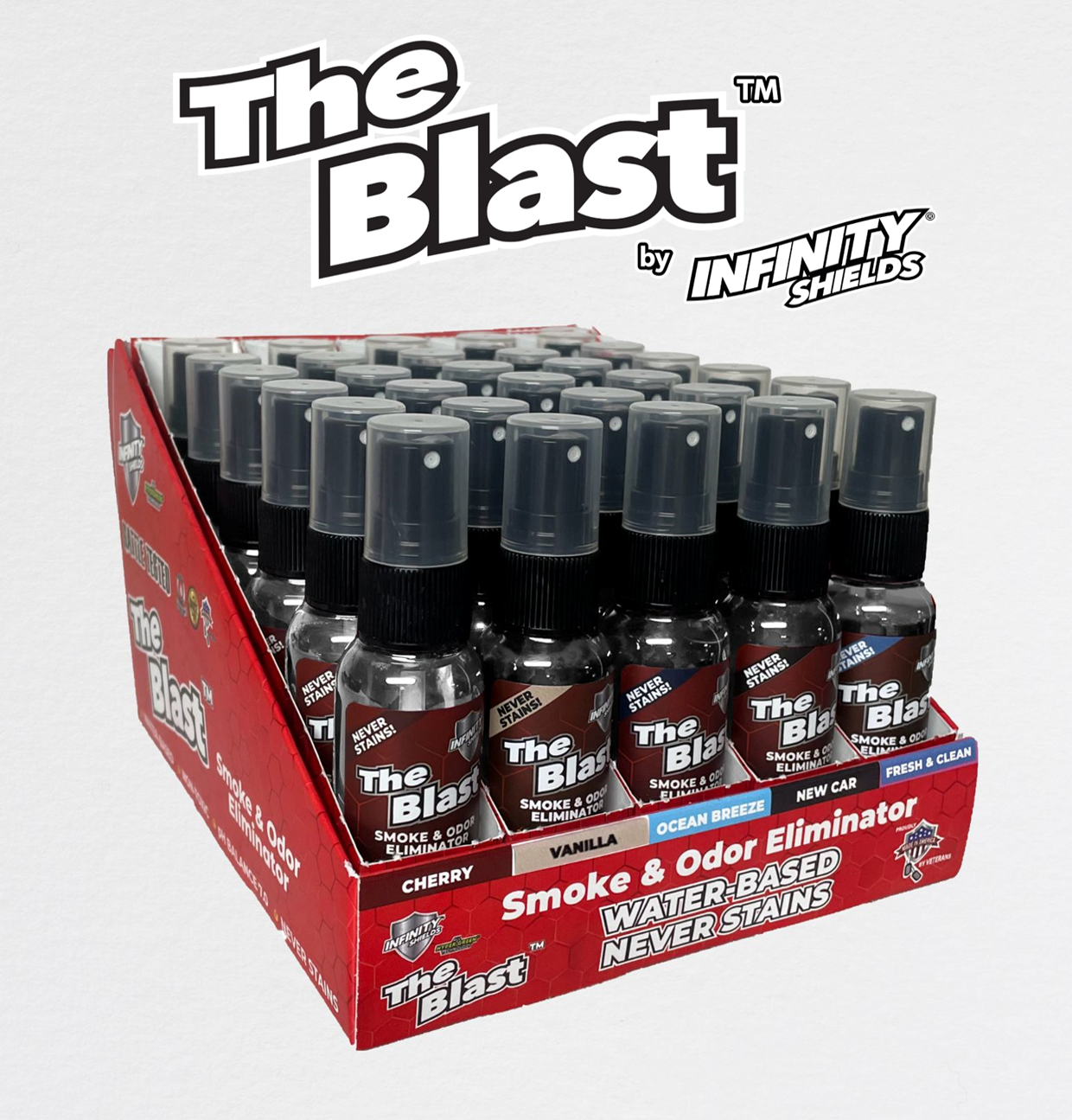 The Blast Smoke & Odor Eliminator | 17 Six Pack Fragrance Sleeves to Choose From | 1.67oz Mini Mist Bottles