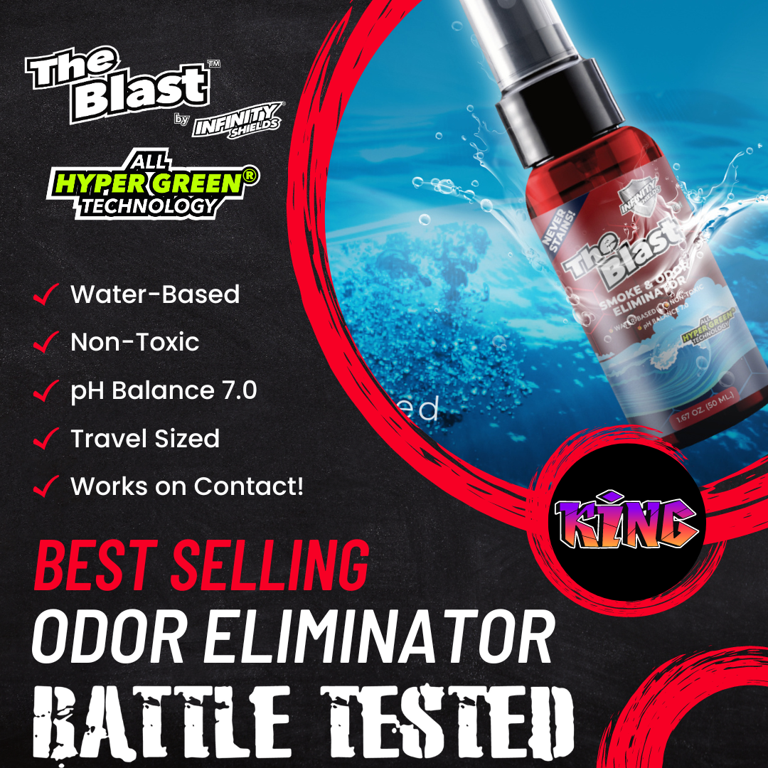 The Blast Smoke & Odor Eliminator | 6 Pack Sleeve | 1.67oz Mini Mist Bottles | Baby Powder