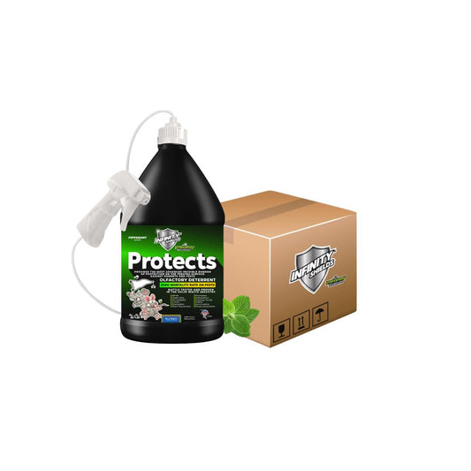 Infinity Shields Protects | Rodent Deterrent Spray | Hyper Green | Long-Lasting 128oz Jug Remote Sprayer Peppermint | Case of 4 - Hyper Green