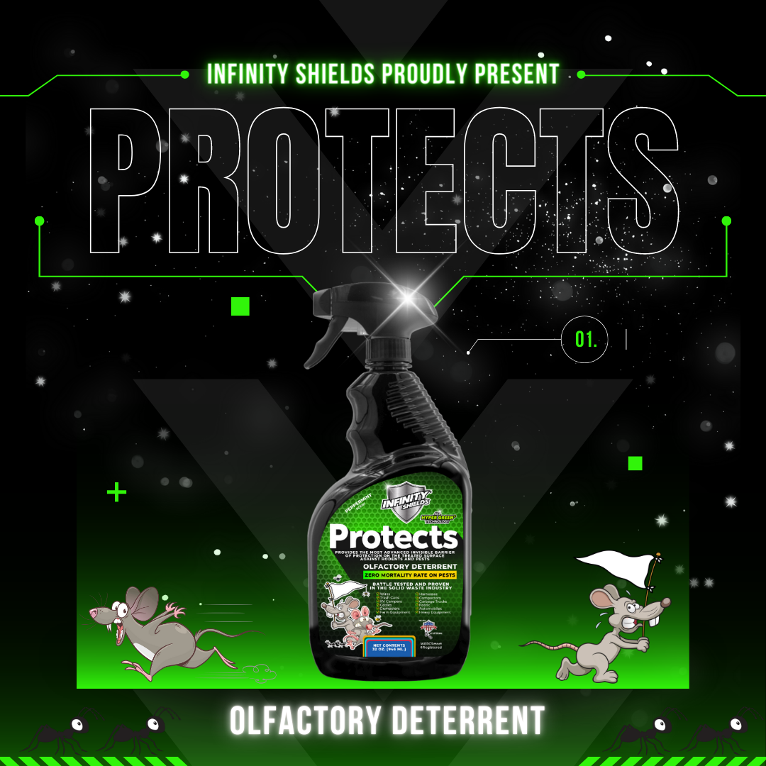 Infinity Shields Protects™ | Rodent Deterrent Spray |Hyper Green | Long-Lasting 128oz Jug | Peppermint | Single - Hyper Green