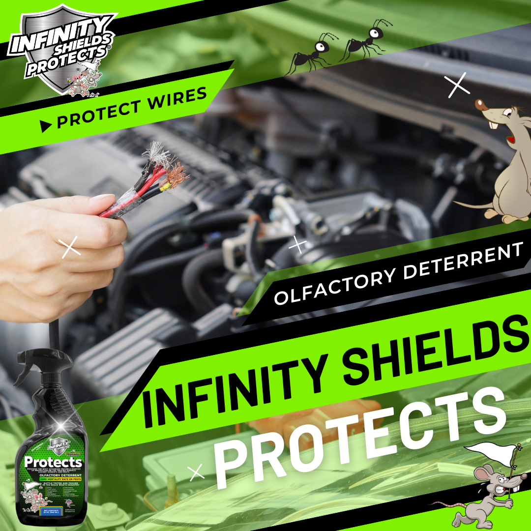 Infinity Shields Protects™ | Rodent Deterrent Spray | Hyper Green | Long-Lasting 32oz Peppermint | Case of 12